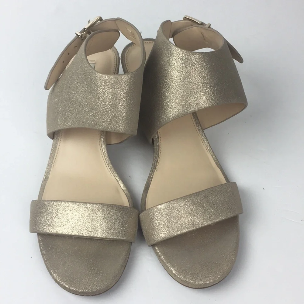 Alex Marie Spark Glittery Gold Strappy Wedges 10